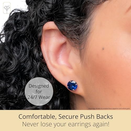 14k Gold Large Round Stud Earrings for Women | 9mm Birthstone Earrings | Gemstone Earrings for Women | Gemstone Stud Earrings for Women by MAX + STONE4