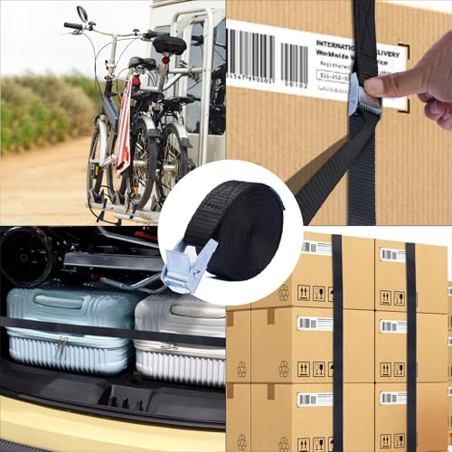 Lashing Straps 4-Pack 0.8"x6.6 Ft Black – Cam Buckle view 6