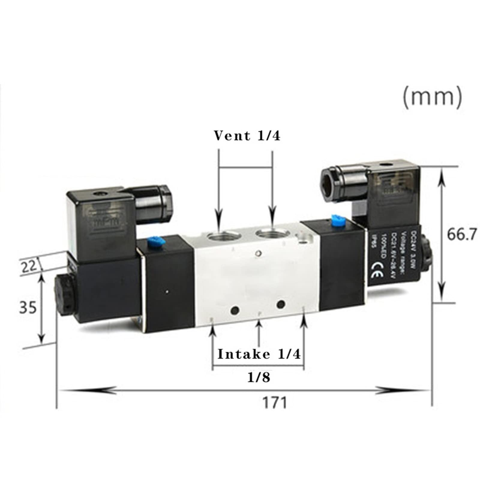Zawór elektromagnetyczny 220 V pneumatyczny 4V220-08 powietrze 5-drożny 2 pozycje 1/4quot; stop cewki wewnętrzny DC 12 V elektryczny 24 V AC 110 V 1 szt. (W złączki 10 mm, 5 V)