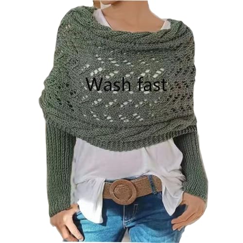 Knitted Cable Wrap Shawl with Sleeves, Multifunctional Scarf3