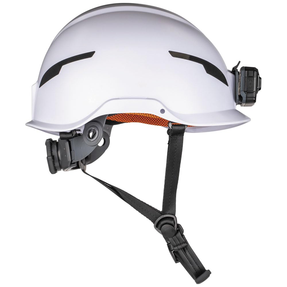 Klein Tools 60525 Casque de sécurité Type 2 avec Lampe Frontale Rechargeable, Non ventilé, Classe E, Blanc