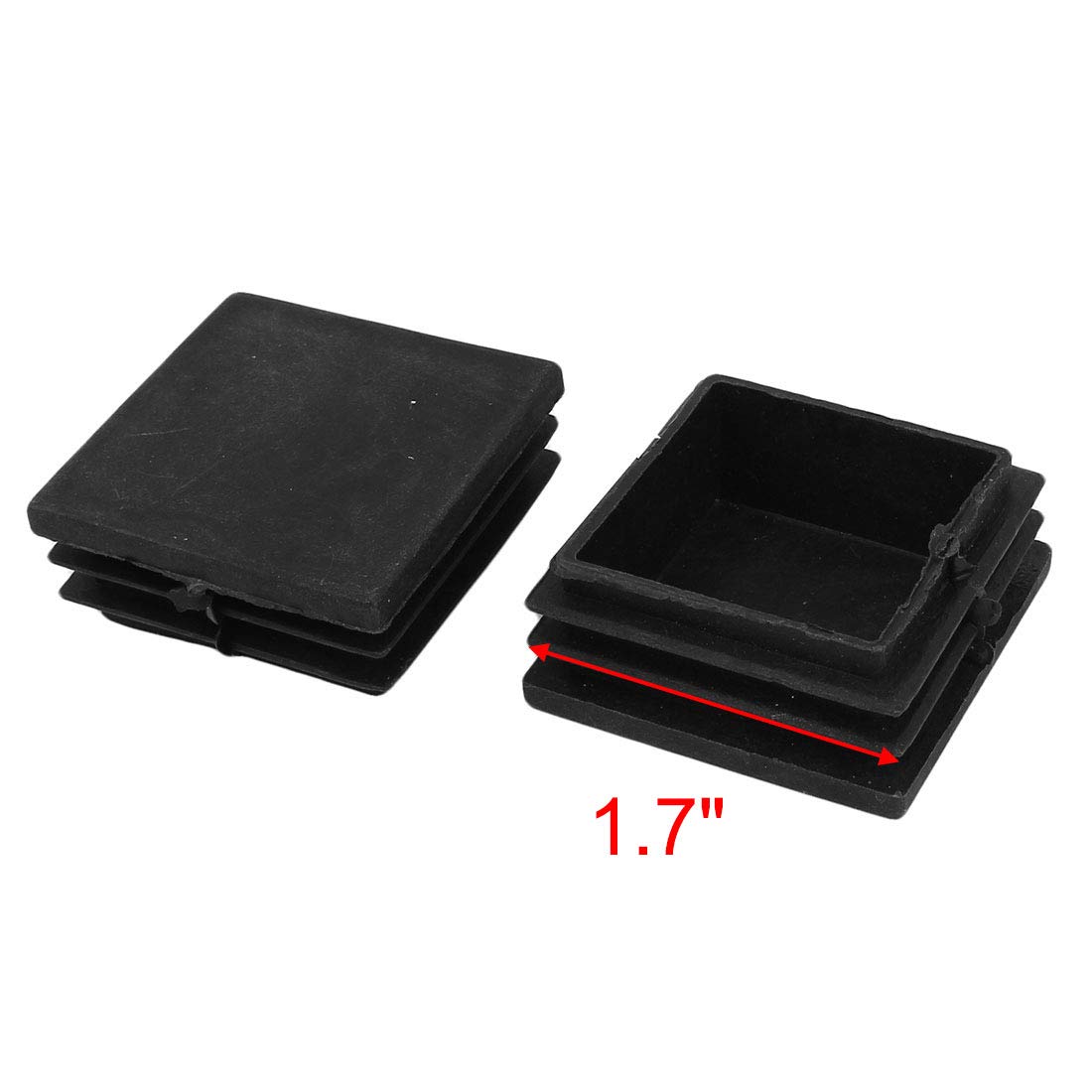Sourcingmap Plastic Square Chair Legs Tubing Tube Pipe End Caps Inserts 43mm x 43mm 4pcs Black - Image 2
