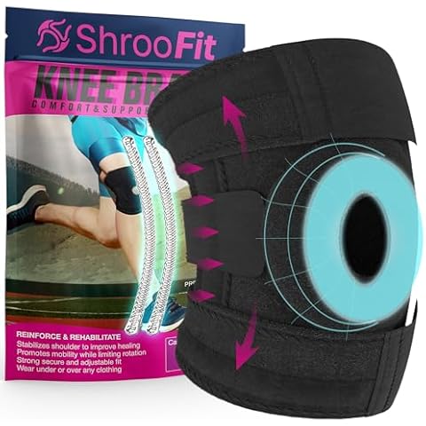 Knee Brace with Side Stabilizers - Knee Brace for Men and Women for Knee Pain Relief, Running, Meniscus Tear and Arthritis Knee Pain - Adjustable One Size Patellar Stabilizing Knee Brace [ 17-23 Inches ] Cover