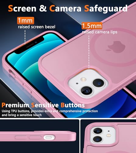 Image of FNTCASE for iPhone 12 Phone Case: for iPhone 12 Pro Magnetic Matte Textured Military Grade Drop Protection Translucent Cell Cover - Slim Durable Shockproof Protective Bumper