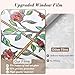 Windimiley Stained Glass Window Film, 3D Rose Floral Decorative Window Covering, Light Diffusing Privacy Static Cling Film for Bathroom Living Room, UV Protection, Non Adhesive (16.9 x 39.4 in, Red)