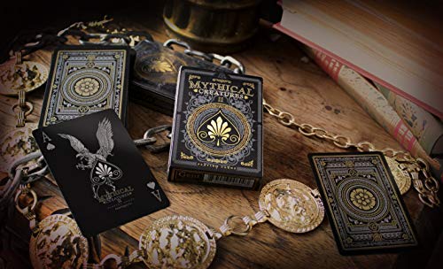 Gent Supply Plastic Waterproof Mythical Creatures Ii (All New Creatures) - Black Silver & Gold Edition Playing Cards #TOP1