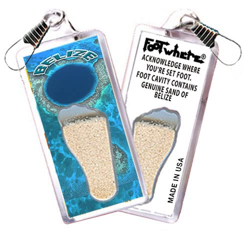 FootWhere Belize Luggage I.D. (BLZ306 - Blue Hole) Genuine sand of Belize encased inside foot cavity. Made in USA, BLZ306 - Blue Hole