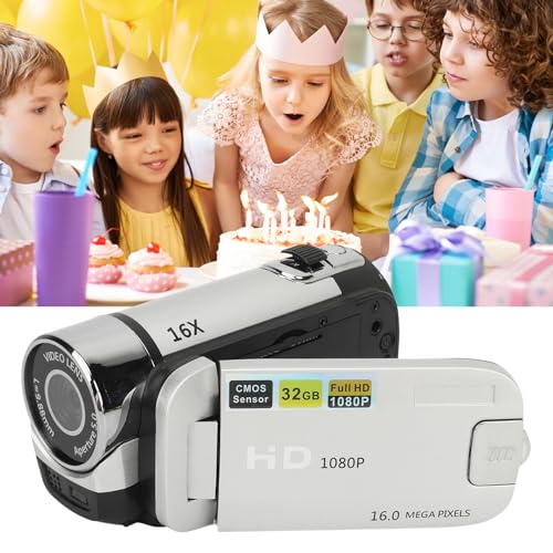 Fockety Digitalkamera Camcorder D90 1080P 16-facher Digitalzoom 2,4 Zoll LCD Bildschirm 32 GB Vlogging Kamera