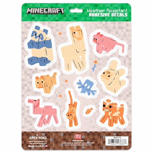 Image of Minecraft Animal Friends Adhesive Vinyl Decals - Fun Minecraft Stickers for Console, Locker or Gaming Accessories, 1 Pack (10 Count)