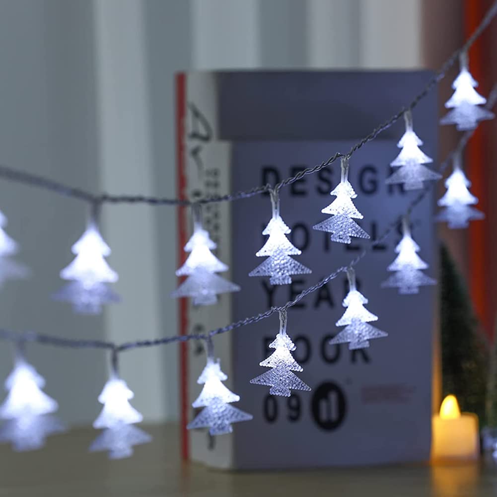 Łańcuch świetlny choinkowy na zewnątrz łańcuch świetlny zasilany bateriami LED mini lampki bożonarodzeniowe, łańcuch świetlny dekoracyjny do dekoracji imprezowych białe