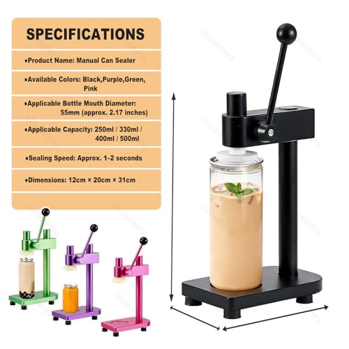 Regulowany ręczny uszczelniacz puszek do aluminiowych puszek i butelek - szybkie jednoprasowe domowe narzędzie do przechowywania w magazynie kuchennym do soku piwnego Przenośne urządzenie uszczelniają