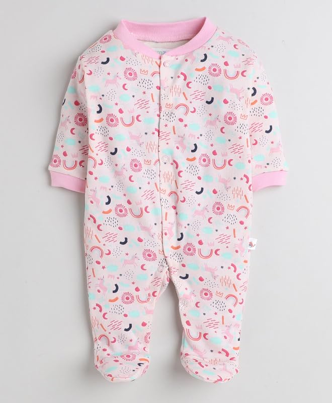 Image of BUMZEE Baby Girls Jumpsuit Baby & Full Sleeves Sleepsuit Pack Of 3