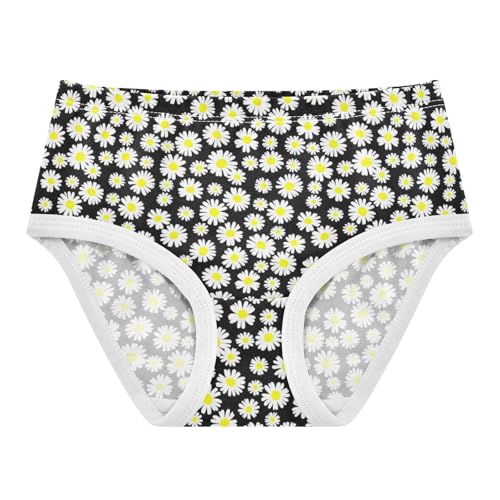 Joisal Cotton Girls Underwear Toddlers Chic White Daisies Black Little Girl Panties Flower Briefs Girls Undies 2t