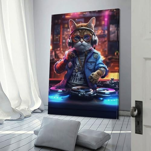 Toile chat DJ pour illuminer votre interieur et exprimer votre passion