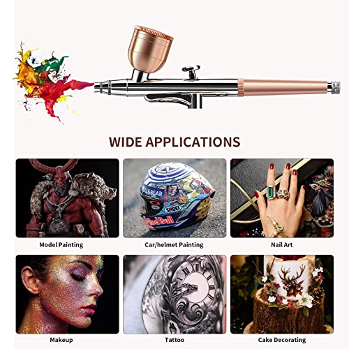 Image of Airbrush Kit with Compressor 30PSI Portable Airbrush Gun Rechargeable Handheld Cordless Air Brush for Nails Art, Painting, Cake Decor, Cookie, Mode, Makeup, Barber (Silver)