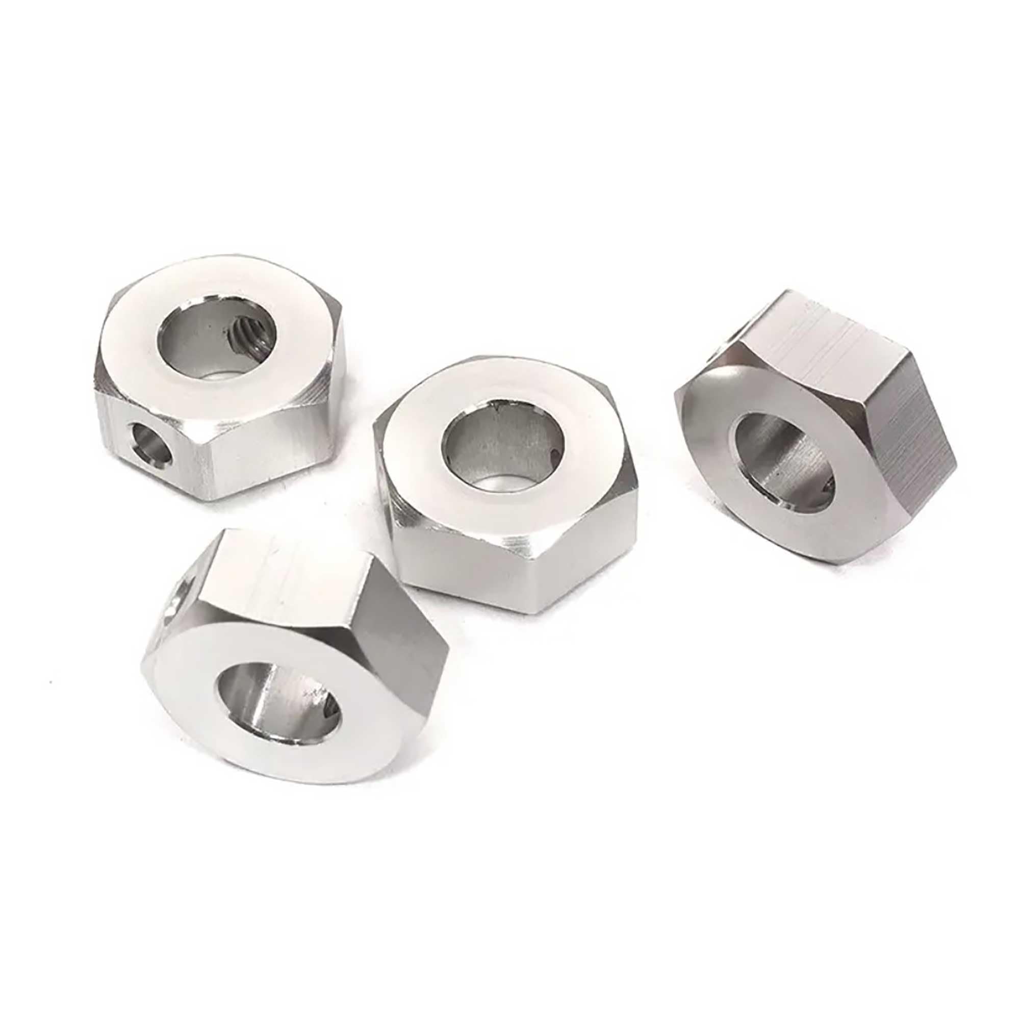 Billet Machined 17mm Hex Wheel Adapters for Axial 1/6 Scale SCX6, Silver 252011