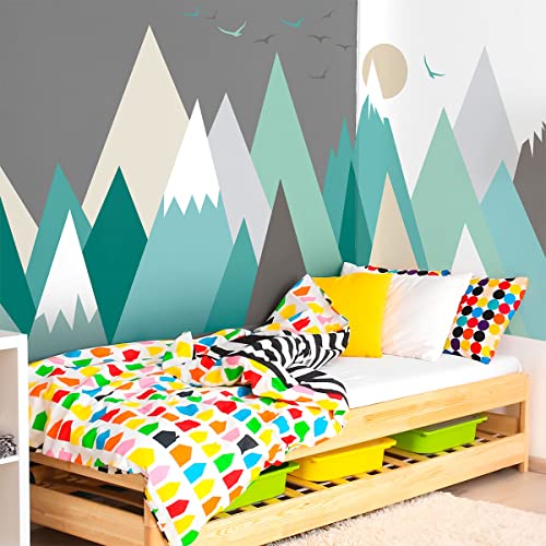 Stickers muraux enfants - Decoration chambre bébé - Stickers muraux enfant - Sticker mural scandinave - Autocollant mural géant montagnes scandinaves Weska - H60 x L100 cm Cover
