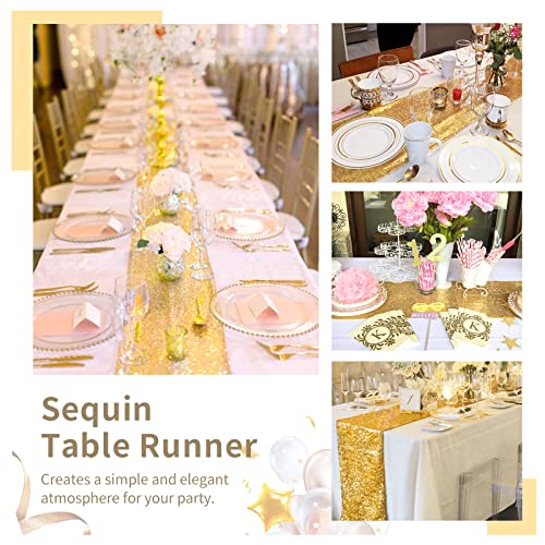 Gold Table Runners 10 Pieces 12X72 Inch Glitter Dining Table Runner Sequin Table Cover Runners For Party Wedding Birthday Bridal Shower Decorations #TOP4