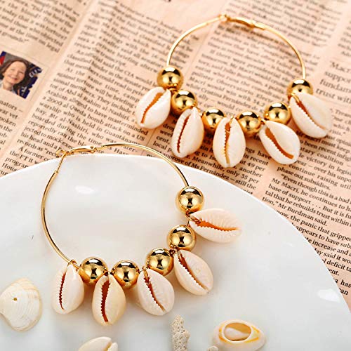Image of Young & Forever Gift Women's Hoops Bohemian Gold Plated Alloy Nature Tassel Hoop Earrings Golden Bead Circle Earrings With For Women
