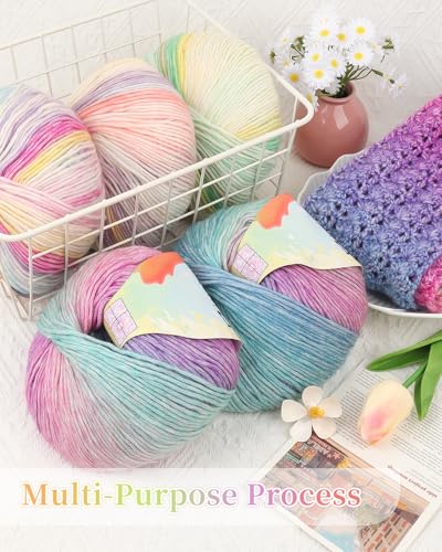 Image of Coopay Yarn for Crocheting Knitting, Gradient Cake Yarns, 2 x 3.53oz - 240yds - 50% Cotton 50% Acrylic Ombre Yarns, Gradient Crochet Yarn for Blankets, Shawls, Scarves (114 Glittering)