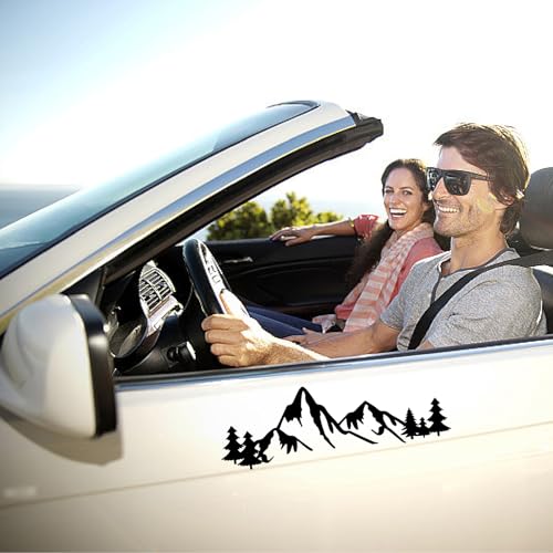 Image of GORGECRAFT 4 Styles 4Pcs Mountain Tree Forest Car Sticker Black Reflective Car Bumper Decals Waterproof PET Automotive Exterior Decor Stickers for SUV Truck Motorcycle Doors Walls Laptop
