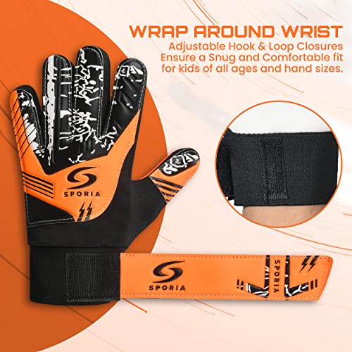 Sporia Soccer Goalie Gloves Youth Goalie Gloves With Double Wrist Protection | Soccer Gloves For Kids Non-Slip Latex Material | Kids Goalie Gloves Soccer Adult | Soccer Goalkeeper Glove #TOP1