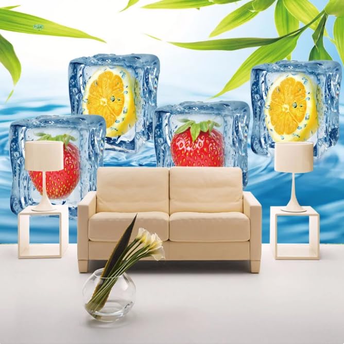 Papier peint photo 3D Cubes de fruits grand papier peint mural salon TV 350x256