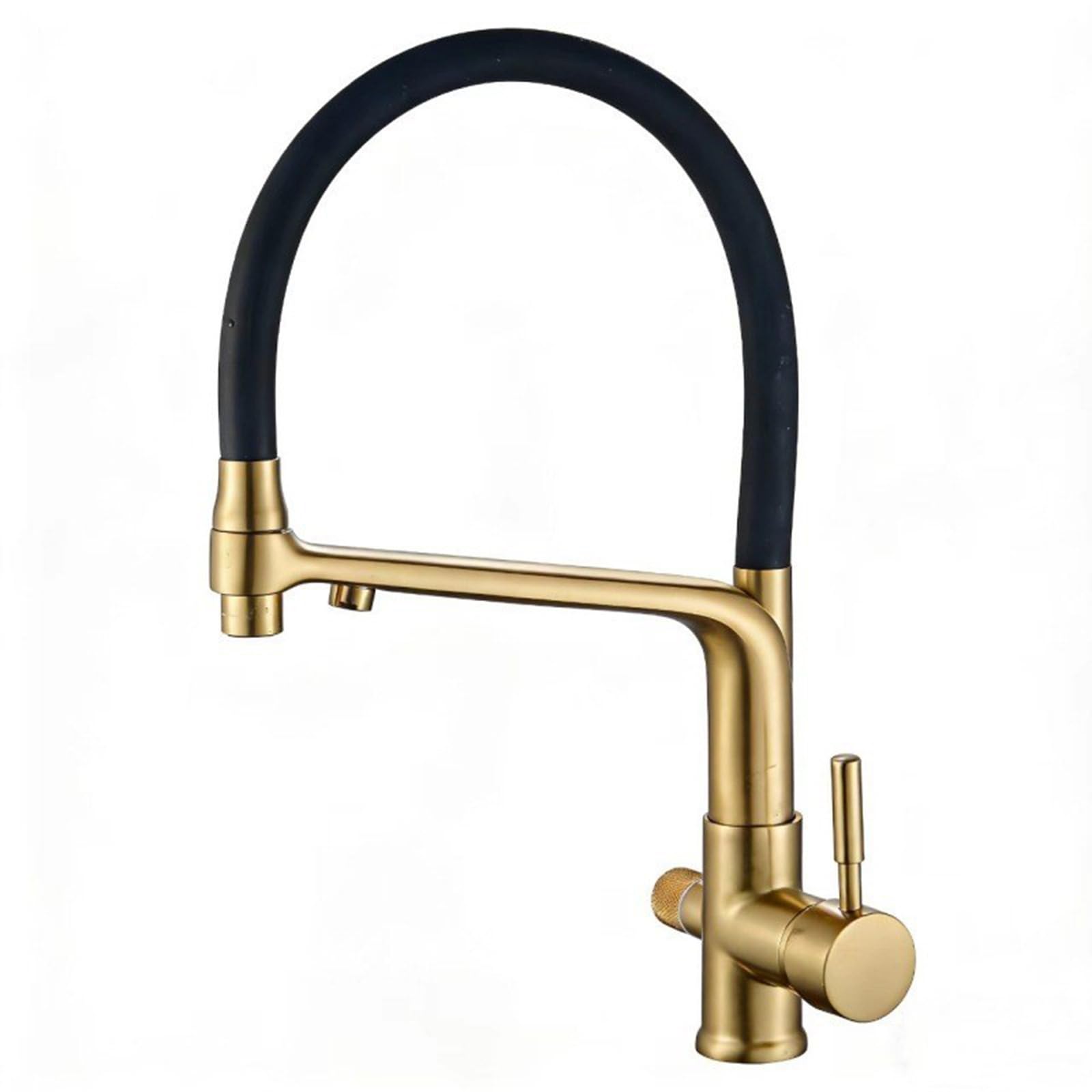 3 Way Kitchen Tap Pull Out Swivel Hot and Cold Water Pure Taps Flexible Brass-Brushed Gold