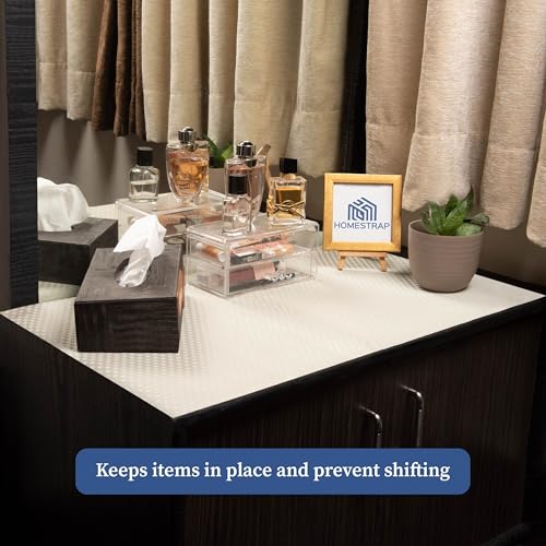 Image of Homestrap Checks Multipurpose Anti-Slip Mat (45cm X 5m)| Ideal for Kitchen Shelves, Drawers, Cabinets, Fridge, and Tables | Washable, Waterproof, and Durable Shelf Liner for Cupboards in Beige