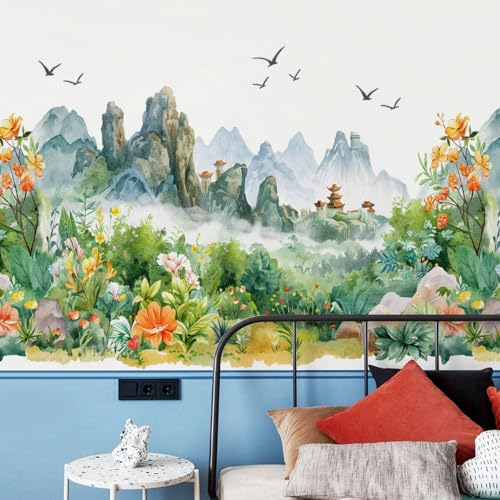Vinilo decorativo de paisaje natural estilo chino 3D miniatura 5