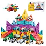 93 PCS Magnetic Tiles Mini Magnetic Building Tiles with Cars, Travel Magnetic Tiles with Storage Bag,STEM Toys for School Acitivities, Ideal Christmas Birthday Gifts for Boys Girls Age 3+ Years Old