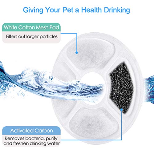 ENJOY PET Cat Water Fountain Replacement Filters Sponges 2PCS Carbon Filters Replacement Cat and Dog Automatic Flower Water Dispenser