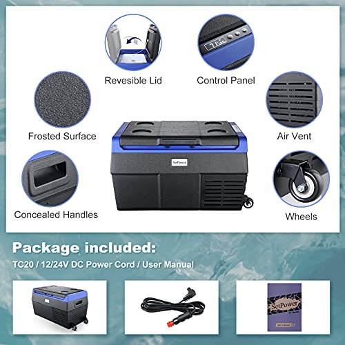 Setpower TC20 Electric Coolers with Wheels, 12 Volt Refrigerator, Portable Freezer Fridge