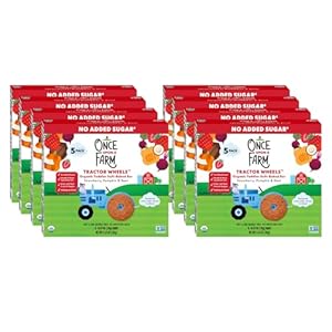 Once Upon a Farm Organic Tractor Wheels Toddler Bar, Strawberry, Pumpkin & Beet | 8 boxes