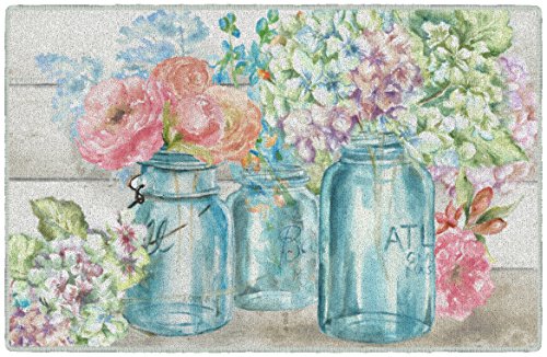 Brumlow Mills Colorful Flowers In Mason Jar Kitchen And Entryway Floral Rug, 1'8"