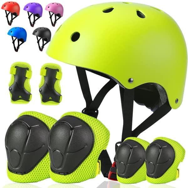 Miniatura 2 de ArgoHome Juego de casco de bicicleta para niños pequeños, casco de ciclismo ajustable con rodillas, coderas y muñequeras, equipo de protección