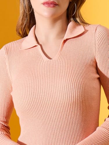 Image of 98 Degree North Women Ribbed Collar Neck Pullover-G1164-BLUEMELANGE