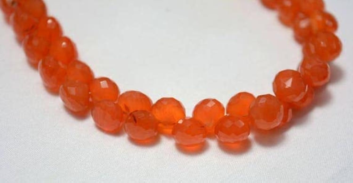 Perles briolettes en corneline véritable taillée en oignon pour joaillerie fine