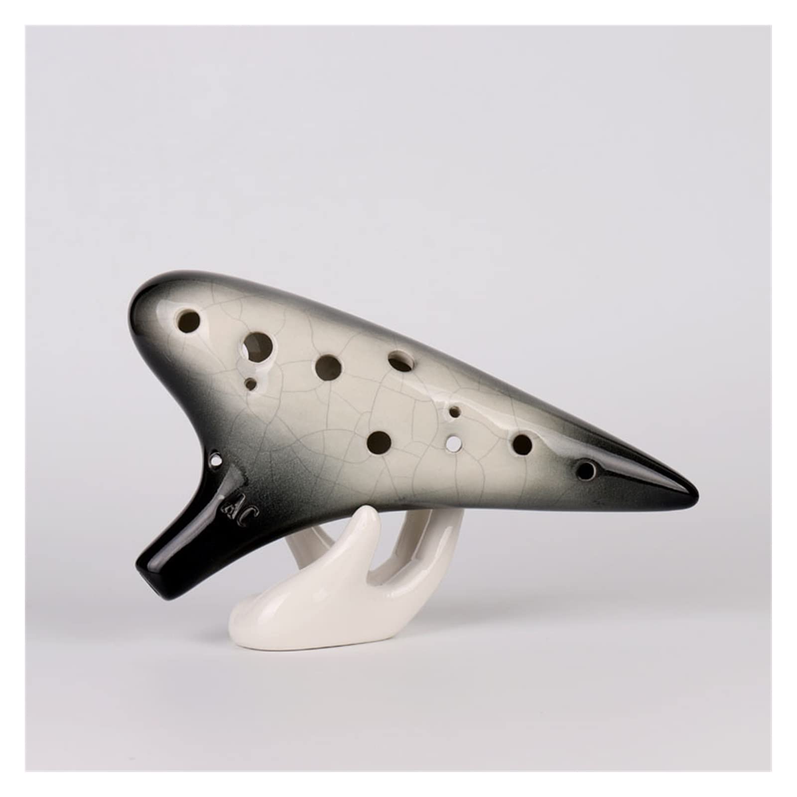 Strumento Musicale Ocarina Nero Sfumato Professionale A 12 Buche Regalo di Musica per Studenti di Ocarina in Ceramica Tono Alto C Principianti Ocarina