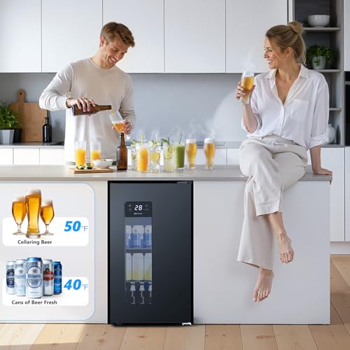 Image of Electactic Beer Cooler 3.2 Cuft, 130 Can Beverage Refrigerator with Adjustable Shelves, Accurate Temperature 20F-50F Even Cooling for Home Bar, Game Day, Mancave, Black