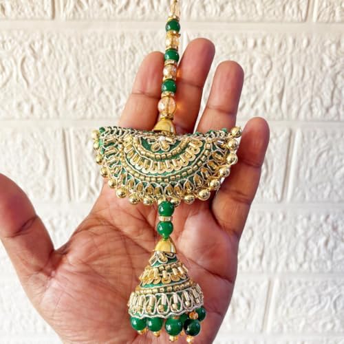 Image of Adikala Craft Store Handmade Ethnic Latkan Tassel Set of 2 for Saree Pallu, Blouse, Suits, Dupatta, Lehenga Decor | Ethnic Saree Pallu, Blouse, Suit, Dupatta & Lehenga Decoration (Green Pearl)