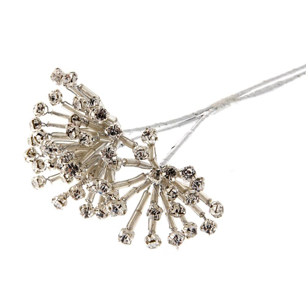 Corsage Creations - Diamante Stamen Cluster - Silver (10cm Height with 4mm Diamantes, 3pcs per pk)