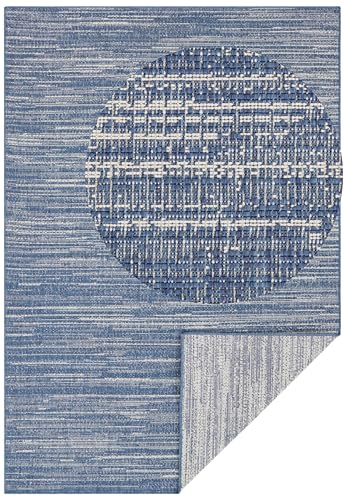 ELLE Decoration Indoor and Outdoor Mèlange Flat Weave Reversible Rug Modern Design Mottled Robust Easy Care Water-Repellent Balcony Patio Garden Living Room Office Bedroom Ocean 240 x 340 cm - Image 2