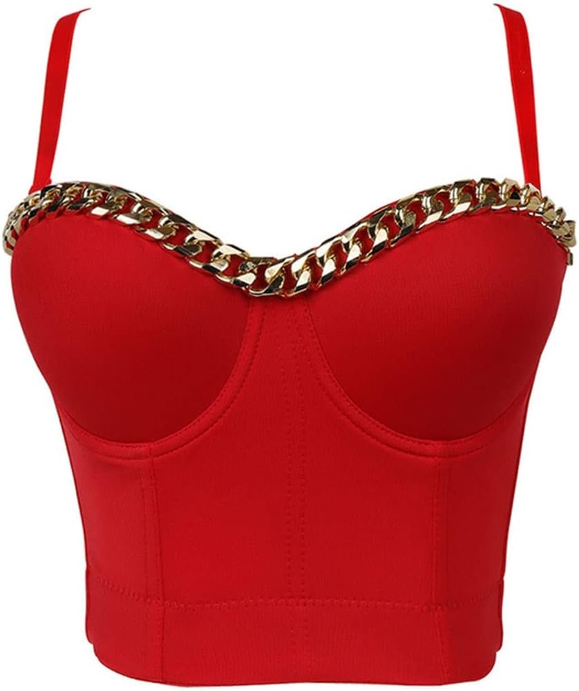 Gold-Plated Chain Corset Top Nightclub Sexy Tops Women Crop To Wear Out Bra Push Up Bustier