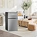3.2 Cu.Ft. Mini Fridge with Freezer 2 Door Refrigerator and Freezer Small Fridge for Bedroom Home Office Dorm, Small Drink Chiller, 37 dB Low Noise, Stainless Steel