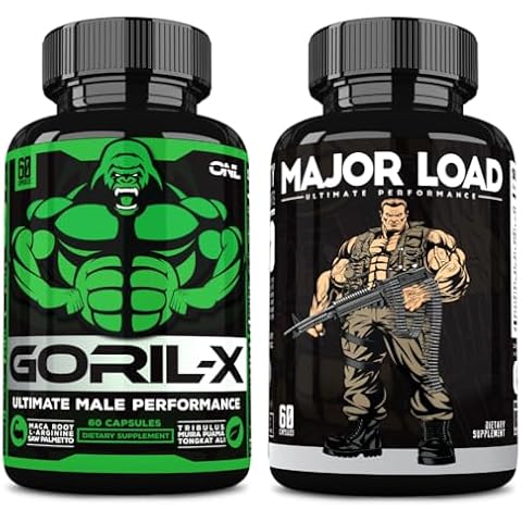 Ultimate Men's Testosterone Booster Bundle - GORIL-X & Major Load Supplements | Enhance Strength, Stamina, and Energy | With Horny Goat Weed, Maca, Tongkat Ali, Tribulus | 120 Capsules Cover