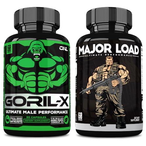 ONL Ultimate Men's Testosterone Booster Bundle - GORIL-X & Major Load Supplements | Enhance Strength, Stamina, and Energy | with Horny Goat Weed, Maca, Tongkat Ali, Tribulus | 120 Capsules
