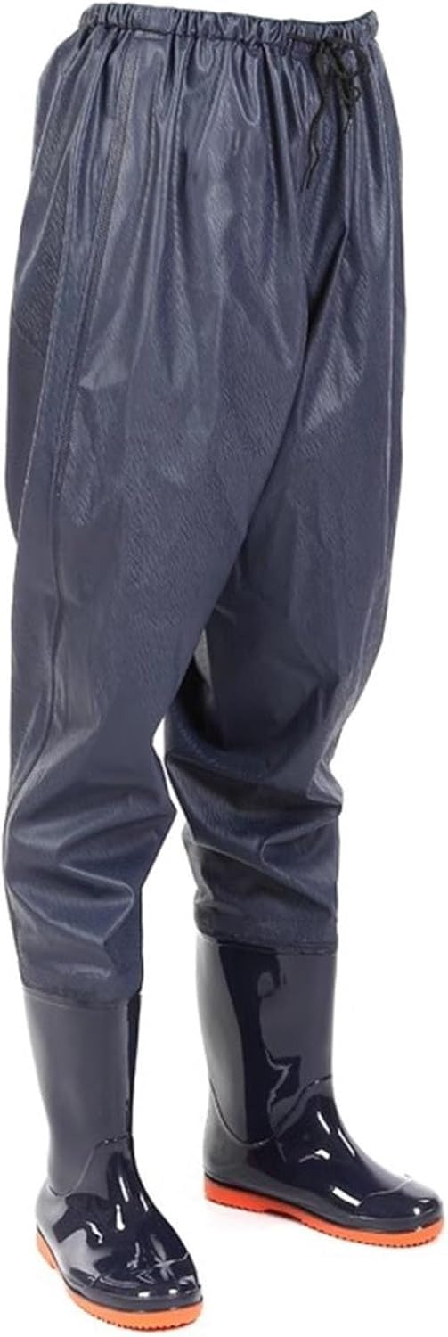 Męskie wędkarskie spodnie wędkarskie z butami, wodoodporne buty wędkarskie z PVC, buty wędkarskie z podeszwą antypoślizgową i elastycznym pasem(8.5)