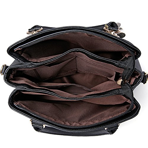 Womens Purses and Handbags Ladies Designer Satchel Tote Bag Shoulder Bags, Black