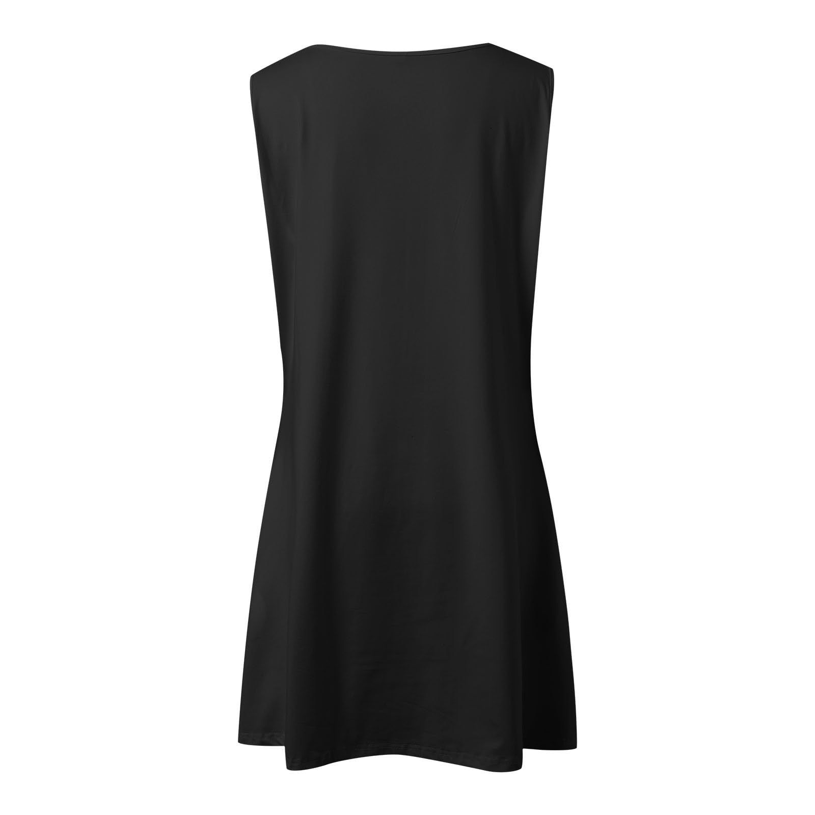 Vestido Casual De Verano for Mujer, Cuello En, Sin Mangas, Bolsillos Laterales, Diario Cómodo, Color Liso, Midi Fluido for Salidas
